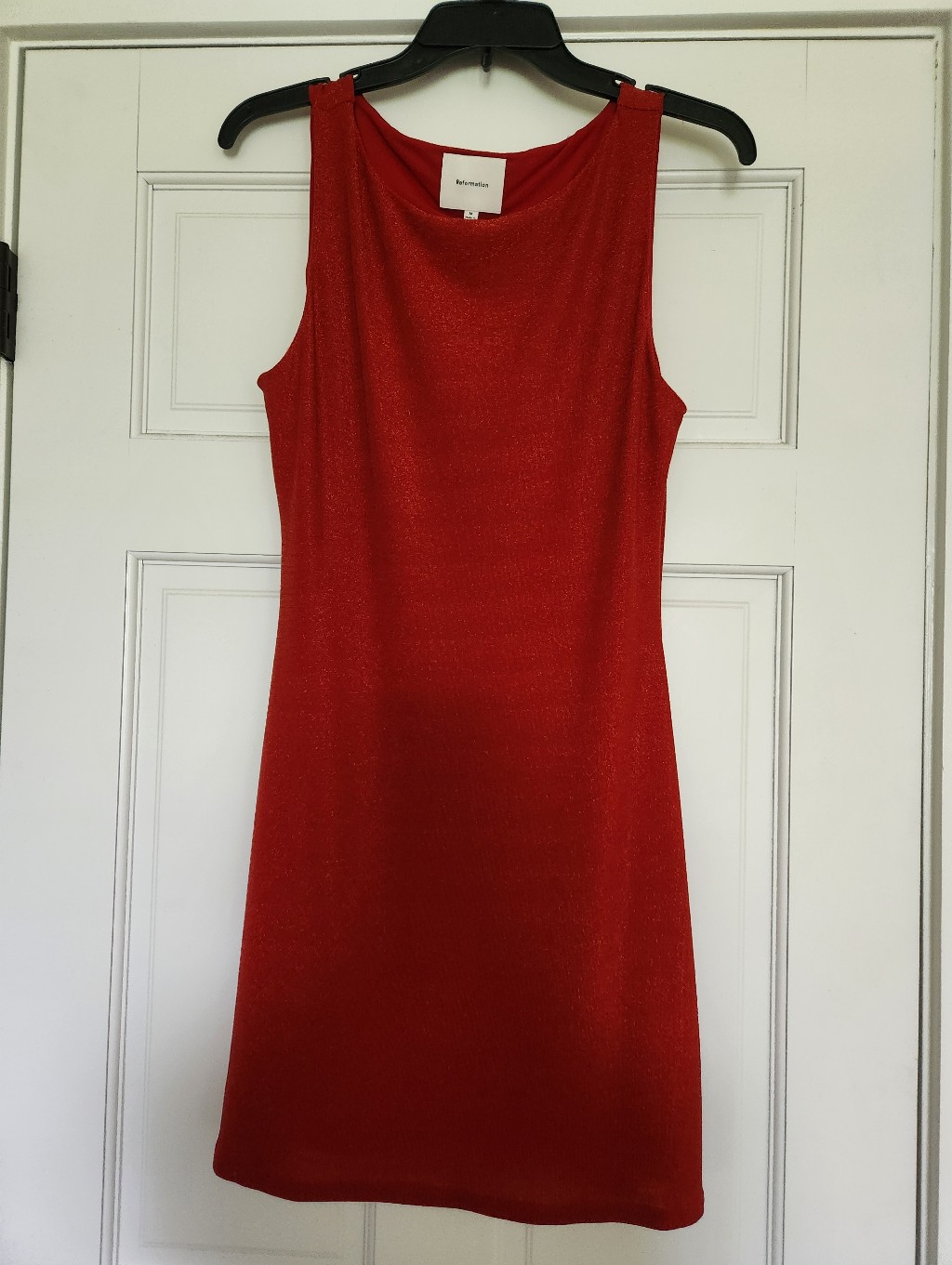 Reformation Red Sparkle Mini Dress Sleeveless Meduim